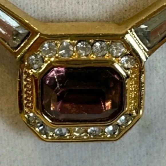 Rare Christian Dior Vintage 22k gold plated w/Swarovski crystals necklace - Picture 3 of 6
